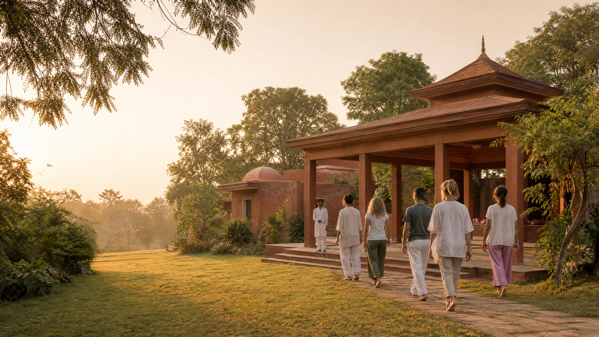 Morning at an Arhanta Yoga ashram in Central India